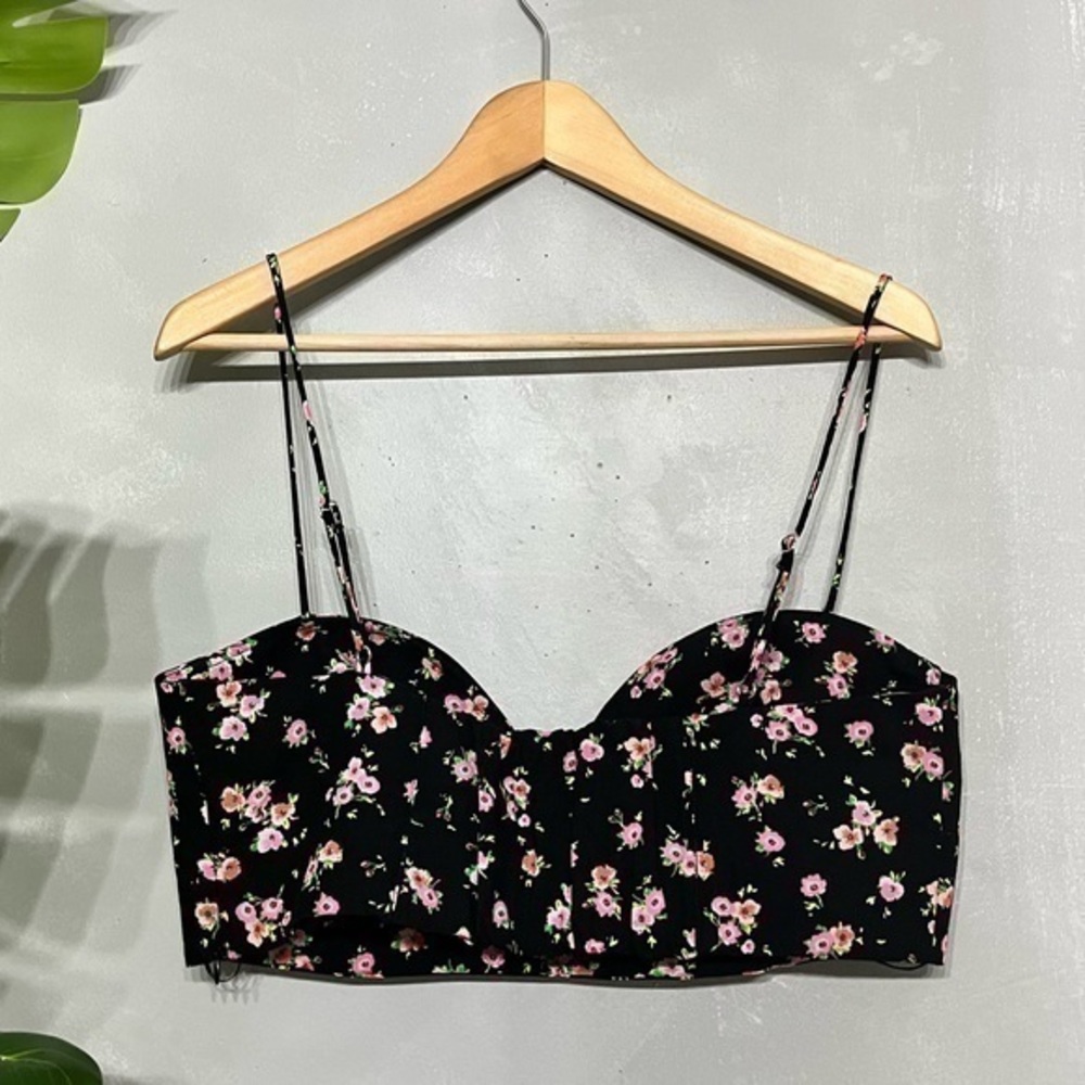 3/$30 _ ZARA | NWOT floral corset style top wire bra-like crop top - X Large